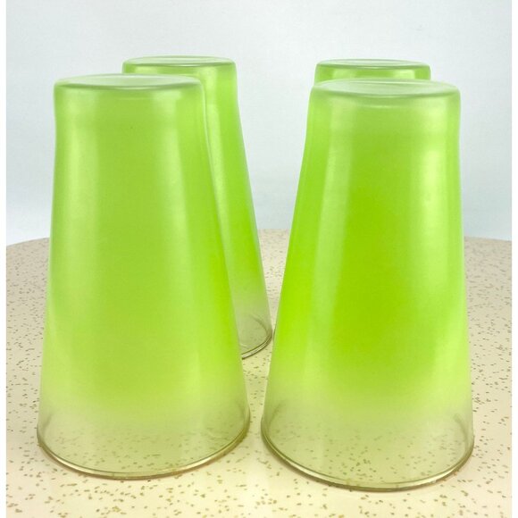Vintage Blendo 11 oz tumblers, lime green ombre frosted glass, set of 4 - Picture 5 of 8